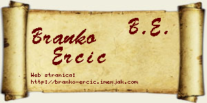 Branko Erčić vizit kartica